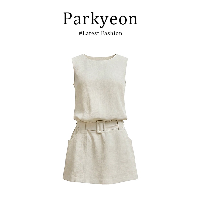 Parkyeon French Style New Design Elegant Sleeveless Vest Dress Women's High-End Short Skirt