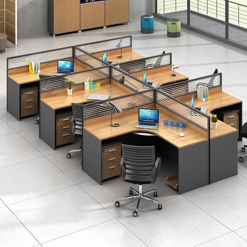 Screen desk chair combination simple modern staff office corner card seat 6 four 4 double staff seat desk