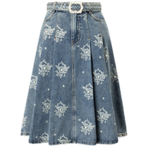 (Day Dreaming-Theme Remembrance) MAXRIENY gorgeous retro feel cowboy 100 pleats half skirt