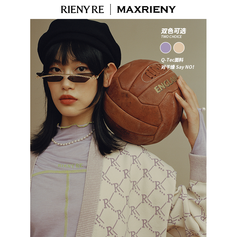(RIENYRE collection) MAXRIENY2020 autumn new stand collar long sleeve contrasting line bottoming shirt