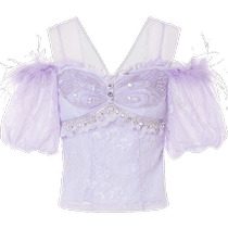 MAXRIENY forest elf lace chiffon top
