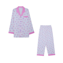 YESCODE Korean youth lovers v collar for brokenness pure cotton cloth sweet and long sleeves long pants home pyjamas