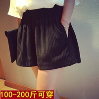 Quần short nữ sọc 2018 hè mới Hàn Quốc phiên bản cạp cao đa năng Slim slim thun co giãn eo rộng quần phù hợp với quần quần sooc trắng nữ lưng cao