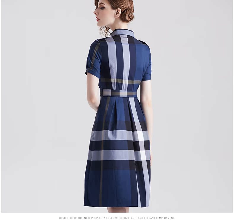 Mùa hè 2019 mới của phụ nữ áo sơ mi kẻ sọc xanh Slim mỏng mỏng thanh lịch ngắn tay cotton - Sản phẩm HOT đầm đi đám cưới