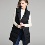 Xiangyi Li tủ 2019 mới mùa đông mới của phụ nữ áo vest cotton màu đen cotton vest nữ thời trang dài - Áo vest