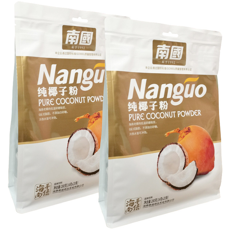 Nanguo Pure Coconut Powder 280gX2 Package Hainan Specialty Instant Coconut Powder Breakfast Nutritional Food Packaging