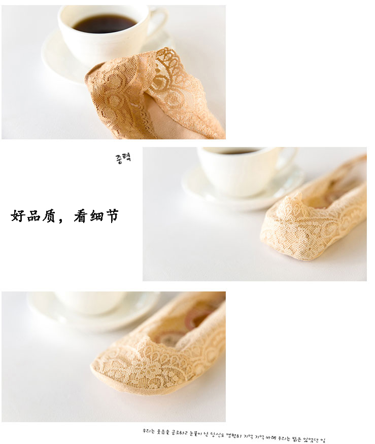 10 đôi tất nữ bằng vải cotton nông miệng mỏng vô hình phần silicon chống trơn Quần ren Hàn Quốc vớ nữ mùa hè tất dài đến đầu gối