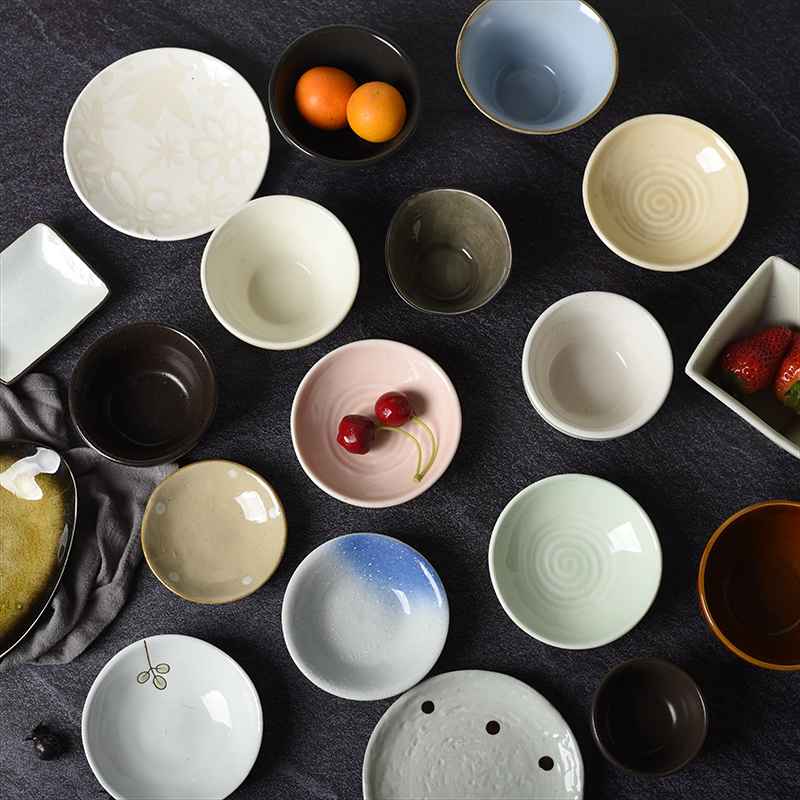 Fire Pot Shop Cutlery Day Style Creative Ceramic Profiled Bowl Round Square Ink Dip Vinegar Soy Sauce Seasoning Small Taste Saucer Saucer Dish