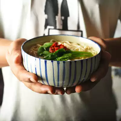Creative Japanese ceramic noodle bowl rice bowl salad bowl dessert bowl home dining room blemish tableware student instant noodle bowl