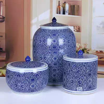 Ceramic rice tank barrel rice storage box household 20kg 50kg 100kg with lid Flour sealed storage tank moisture insect