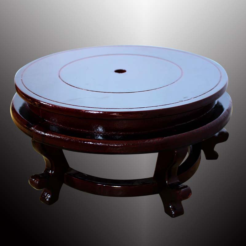 Jingdezhen Fish Tank Painting and Calligraphy Tank Turtle Tank Water Lily Bowl with Cylinder Base High Foot Wooden Base Single Purchase Base Does Not Ship