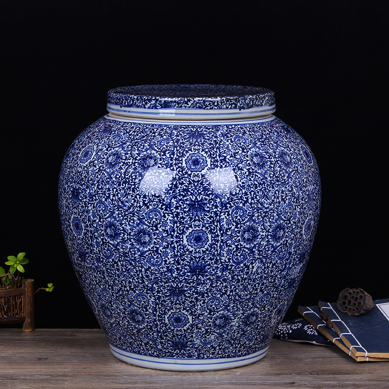 Jingdezhen Ceramic Household 50kg 100kg Oil Storage Water Sauce Wine Rice Cylinder Altar Barrel Pickled Vegetable Meat Cylinder Anti-Insect Tide Special Offer