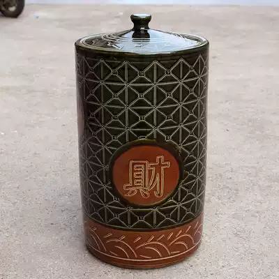 Ceramic rice tank barrel rice storage box household 20kg 50kg 100kg with lid Flour sealed storage tank moisture insect