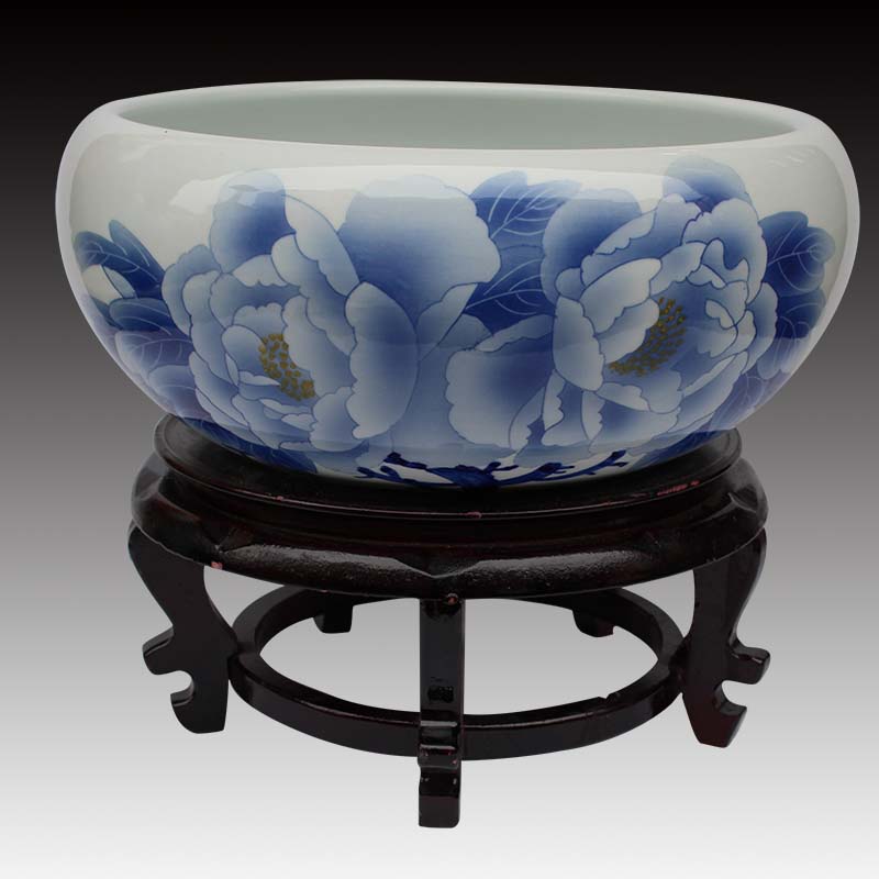 Jingdezhen ceramic fish tank raising goldfish tank water lily basin lotus bowl lotus tank Turtle Bowl living room ornaments