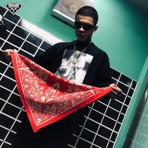 Nuclear Explosion West Coast Red Waist Fruit Flower Pure Cotton Turban Hair with hip-hop Fang Towel Moto Locomotive Hareface Towel