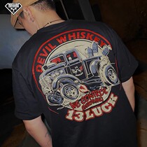 DW Devil Whisky Hard Hard Hardy Tide 2021 Truck Print Retro Cartoon Loose Ultra - Code Short Sleeve T - Shirt Men