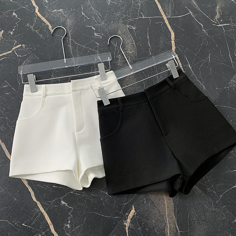 2026 New High-Waisted Suit-Style White Shorts for Women, Spring and Summer, Can Be Worn as Outerwear, Black Slimming Hot Pants for Petite Women