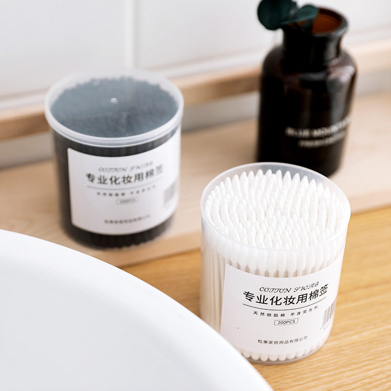 Double-headed makeup with cotton stick household disposable ear round cotton stick makeup remover cotton family box tip