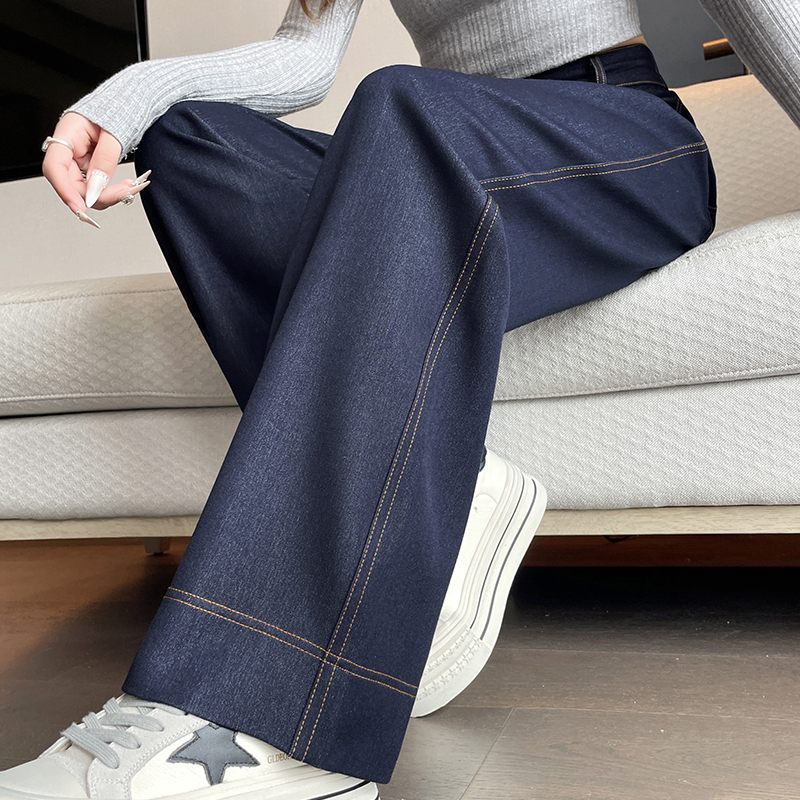 Tall Women's Wide-Leg Tencel Jeans, Summer Thin Style, Plus Size, Loose Fit, Slimming, Ice Silk Drape, Straight-Leg Pants Tall Women's Wide-Leg Tencel Jeans, Summer Thin Style, Plus Size, Loose Fit, Slimming, Ice Silk Drape, Straight-Leg Pants