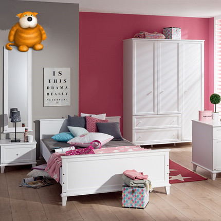 Paidi Sophia girl princess bed solid wood with guardrail single children's bed Nordic non-pine wood