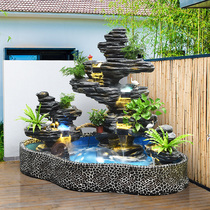 Entrance Garden Landscape Waterfall Decoration Courtyard Water Swing with balcony Fish pool corner View Outdoor Fake Mountain Fountain