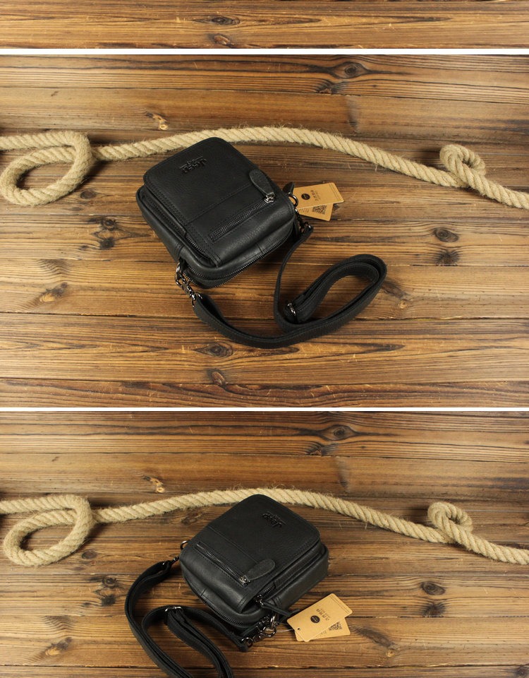 Jeep Boy Đa năng Da Retro Da Nam Túi mini Túi eo Túi điện thoại di động Túi đeo vai dọc - Túi của con người túi charles & keith màu đen
