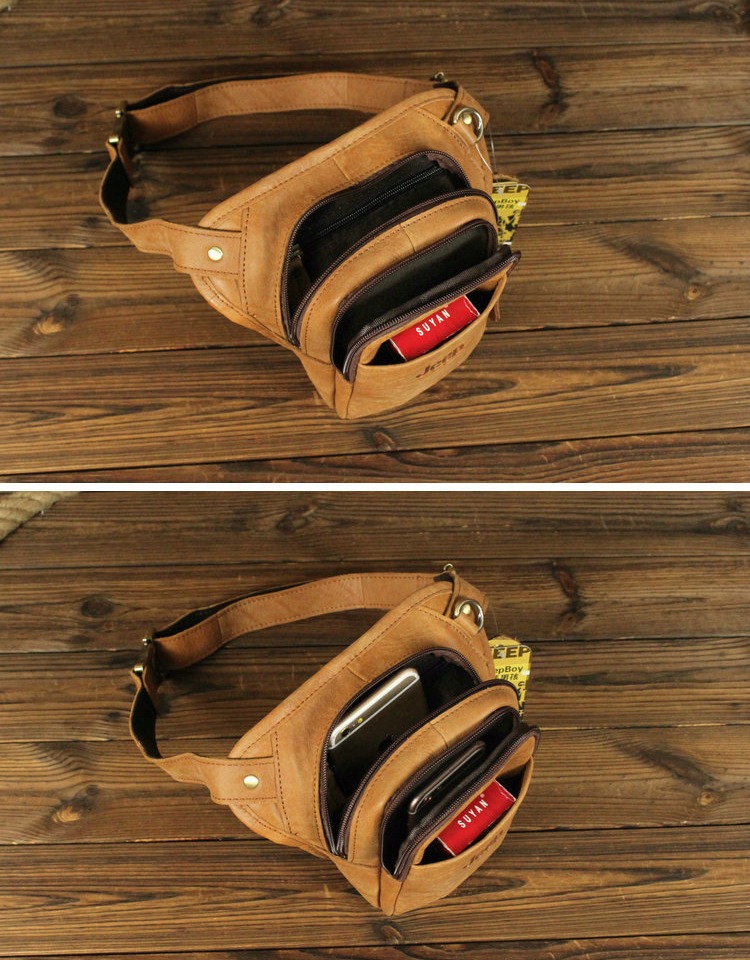 Jeep boy lớp đầu tiên da retro túi da mini túi túi điện thoại di động túi đa chức năng túi đeo vai Messenger túi - Túi của con người túi hiệu