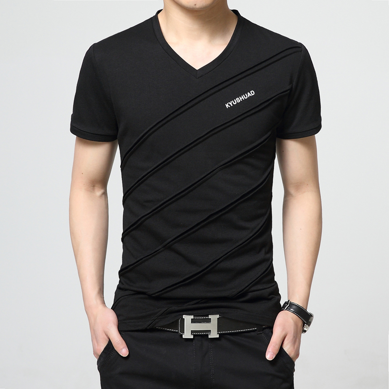 Summer New Short-Sleeved T-Shirt Men's Slim Thin Youth Men's Tops Plus Size T-Shirt Men's V-Neck Korean Style Trendy Summer New Short-Sleeved T-Shirt Men's Slim Thin Youth Men's Tops Plus Size T-Shirt Men's V-Neck Korean Style Trendy