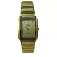 Квадратные золотые кварцевые мужские часы