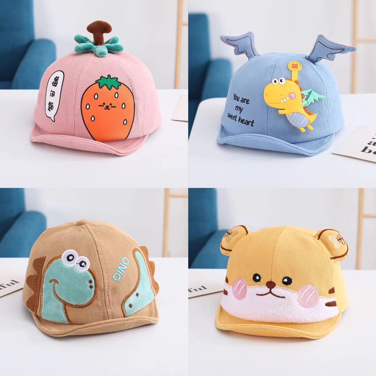 Baby hat spring and autumn thin section boy soft-brimmed peaked cap cute super cute little dinosaur baby sun hat autumn