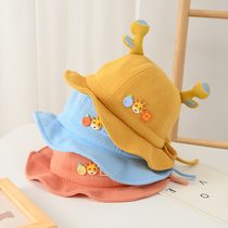 Childrens spring autumn hat wide eatery Out of the sun hat Four Seasons sunscreen Cute Basin Hat Baby Embroidered Cartoon Fisherman Hat