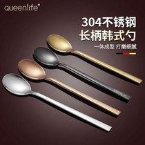 Han 304 stainless steel spoon with long handle meal spoon for adult creative gold spoon stir spoon
