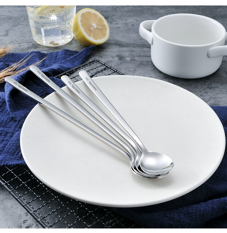 Sáng tạo Châu Âu 304 inox dài tay cầm dài dày lạnh dài uống nóng khuấy thìa cà phê thìa thìa - Cà phê