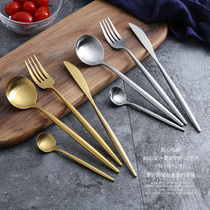  304 stainless steel steak knife fork and spoon three-piece set Portuguese same net red knife fork and spoon two-piece ins wind tableware