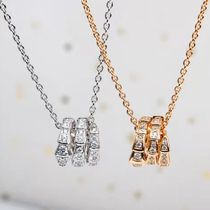 VCA DIY Spirit Snake Bone Necklace Womens Light Luxury Niche Sweater Chain Men 18K Gold Three Circles Full Diamond Pendant Couple