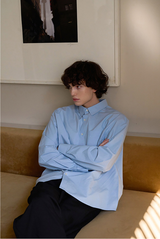 26Ss Japanese-Style Loose Fit Light Blue All-Cotton Vintage Commuter Turn-Down Collar Basic Casual Long-Sleeve Shirt for Men, Autumn