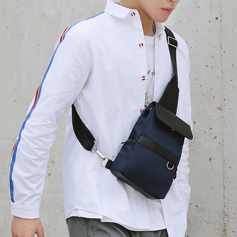 100 Lap Chest Bag BAG FASHION MEN SKEW SATCHEL Casual Korean Version Single Shoulder Small Square Bag Trendy Nylon Bugbag Cover Style