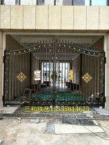 Custom-made luxury forged gate wrought iron gate villa gate community gate three and iron design and production
