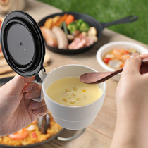 Japan INOMATA Can Microwave Bowl Milk Cup Soup Cup Outdoor Picnic Soup Bowl With Cover Soup Cup Children Cutlery Suit