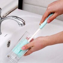 Japan imported kitchen cup brush sponge head retractable long handle bottle brush cup bottle cleaning brush without leaving marks