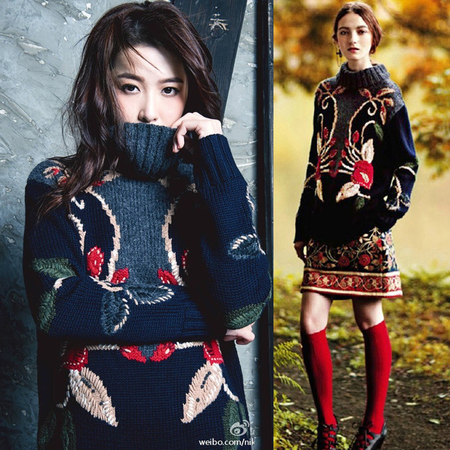 Christmas Sweater Set with Elegant Heavy Embroidery, Three-Dimensional Handmade Crochet, Mid-Length Loose Pullover Turtleneck Sweater for Women