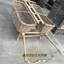 Folk nostalgia one-wheeled elm cart carrier unicycle Old object Nostalgic old agricultural tools wooden trolley