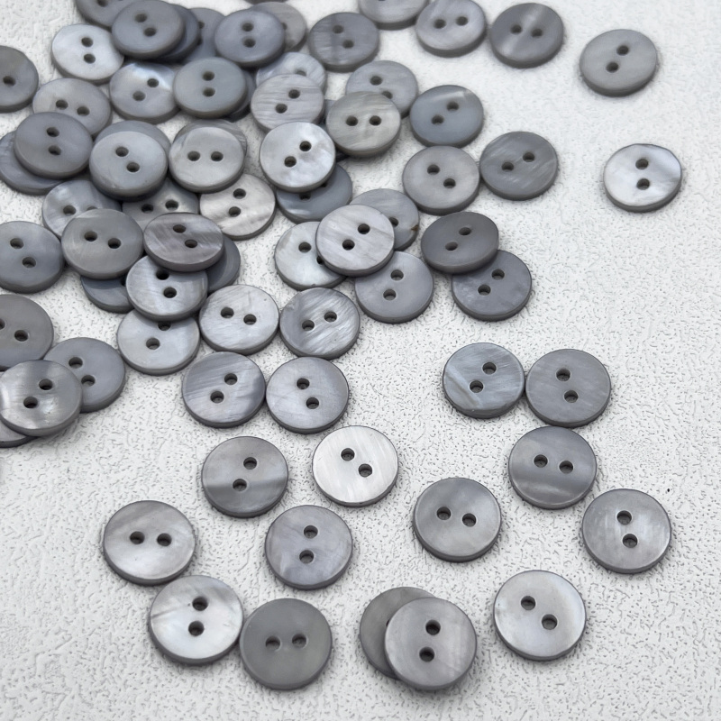 Natural Shell Buttons Silver-Gray High-End Knitted Cardigan Handmade DIY Men's and Women's Shirt Sleeve Collar Mother-Of-Pearl Buttons