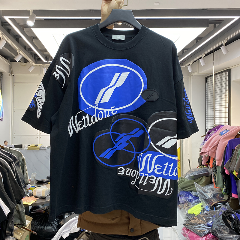 Black2021 Chaopai summer new pattern WE11 letter done printing men and women easy over size Typography Short sleeve T-shirt