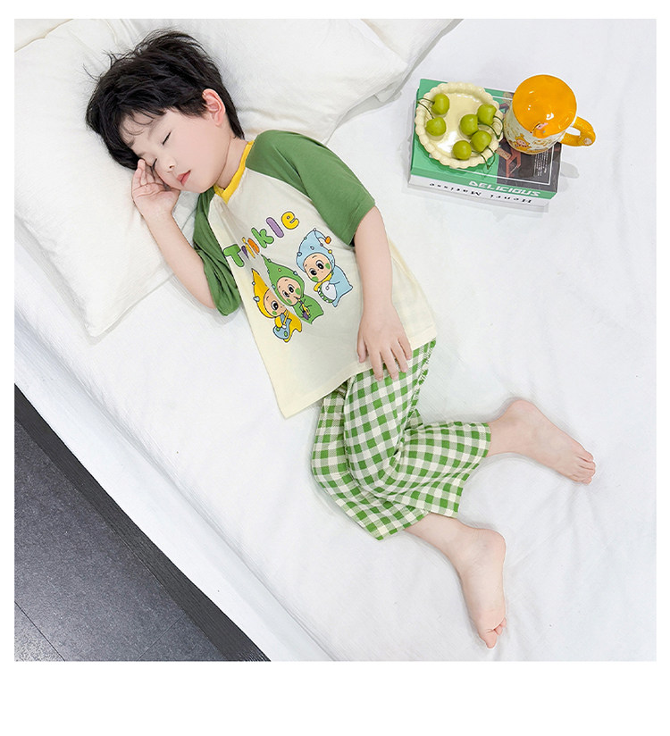 男童睡衣莫代尔夏季薄款七分袖2026新款宝宝空调服儿童家居服男孩 — 22