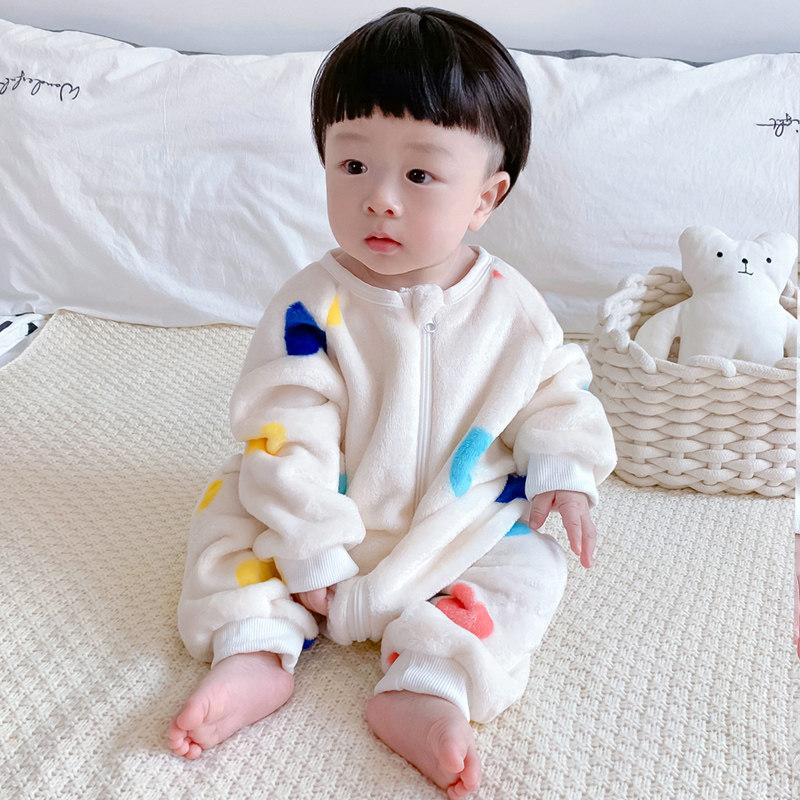 Child flannel Sleeping Clothing Autumn winter thickened One-year-old baby girl Anti-kick boy Coral Suede Sleeping Bag
