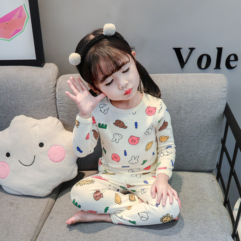 Baby Autumn Clothes Sanitary Pants Suit 0-1-2-3 Year Old 4 Baby Boy Underwear Pure Cotton Sweatshirt Cartoon Boy Girl Sleepwear