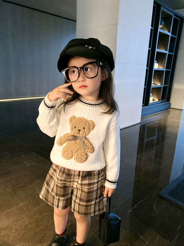 Весенний ретро мультяшный трикотажный свитер для девочек, в западном стиле