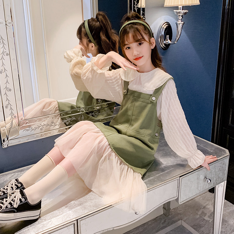 Big Child Spring Dress 11 Children's Bag Dress Set 13 Yang Fashion School Clothes 12 - 15 years old