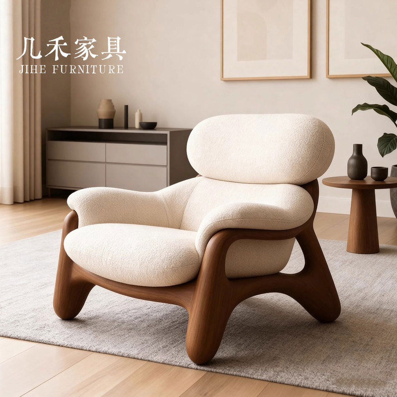 Song-Style Aesthetics North American Black Walnut Solid Wood Single Sofa Chair New Chinese-Style Living Room Designer Leisure Lazy Chair